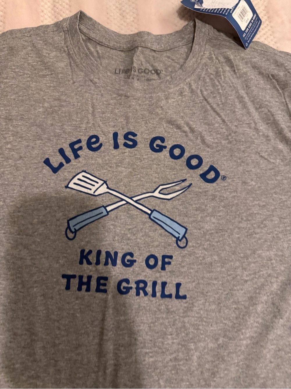 Life Is Good Men's Gray Short-Sleeve 'King of the Grill' Graphic Tee